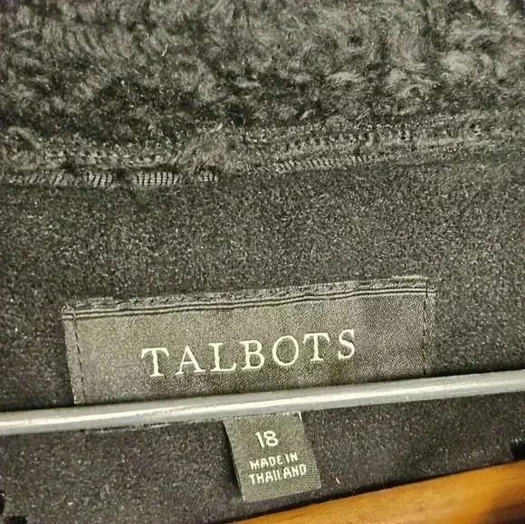 Talbots Woman Faux Suede Sherpa Lined Black Long Coat Sz 18 EUC Winter - Picture 7 of 15